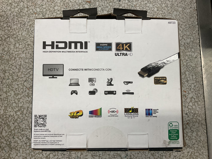 GE 25ft 4K HDMI 2.0 Cable with Ethernet  Gold-Plated Connectors  Black  48723