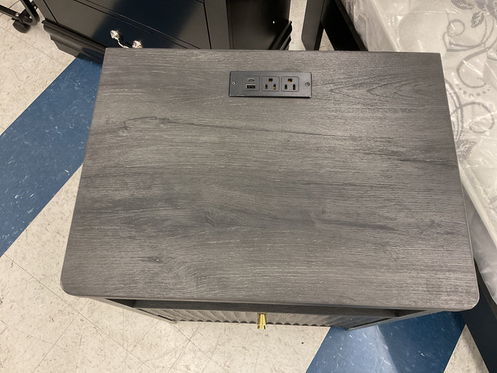 Night stands with charging station wood fluted with 2 drawers set