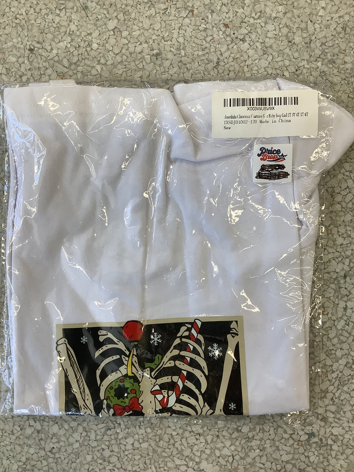 cheerilulu Children's Christmas Skeleton Graphic Top in size 120 (typically fitting toddler sizes 4T to 5T)