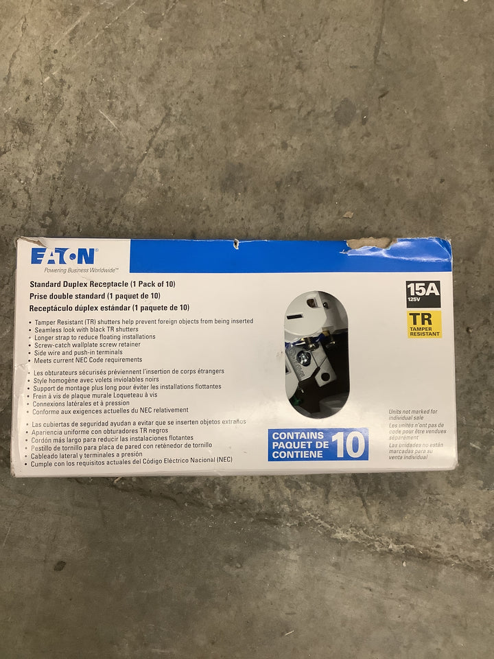 ETN 15A 125V TR RECEPT 10-CT WH
