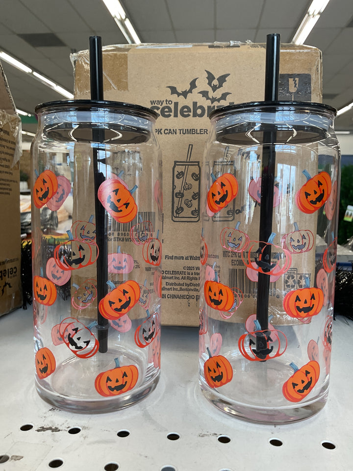 Way To Celebrate! WTC 2PK Can Tumbler - Pumpkins - ECOMM Retail $15
