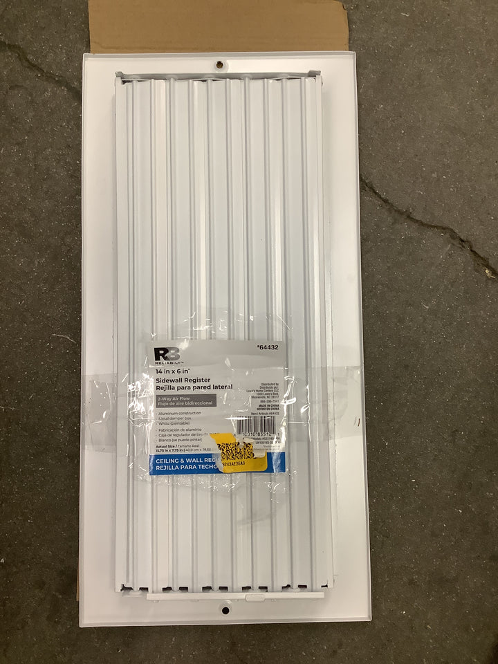 Reliabilt 14”x6” sidewall register