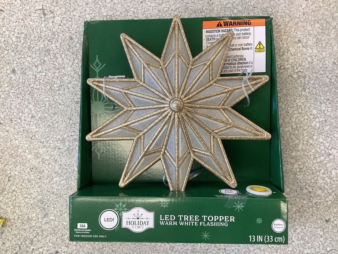 the Holiday Time Gold Glitter Star Tree Topper