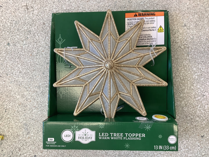 the Holiday Time Gold Glitter Star Tree Topper