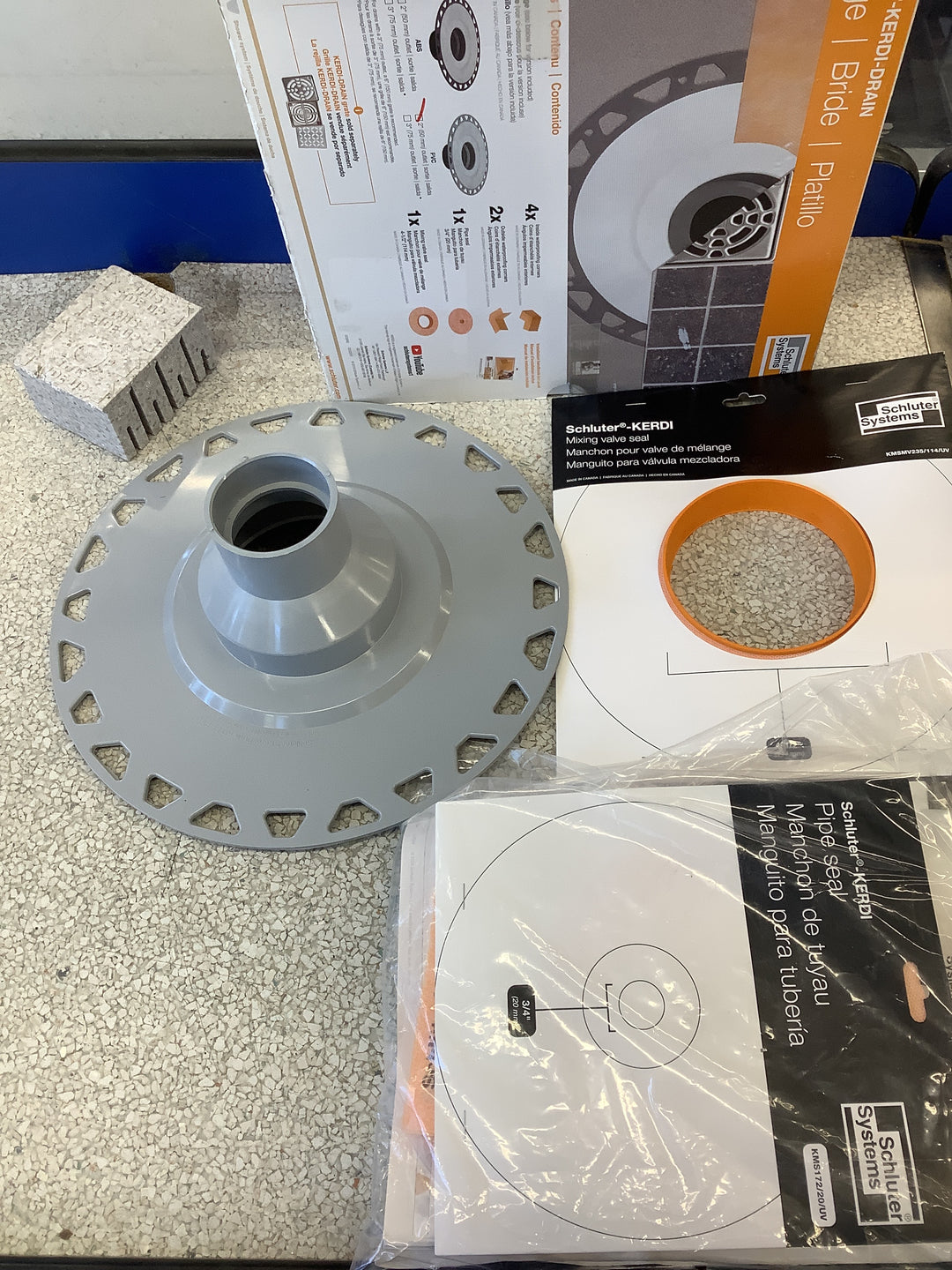 Schluter Kerdi-Drain PVC Shower Flange Kit with Preformed Waterproofing Corners - Ideal for New and Renovation Projects - 2-Inch Outlet, Easy Installation - KD2FLKPVC