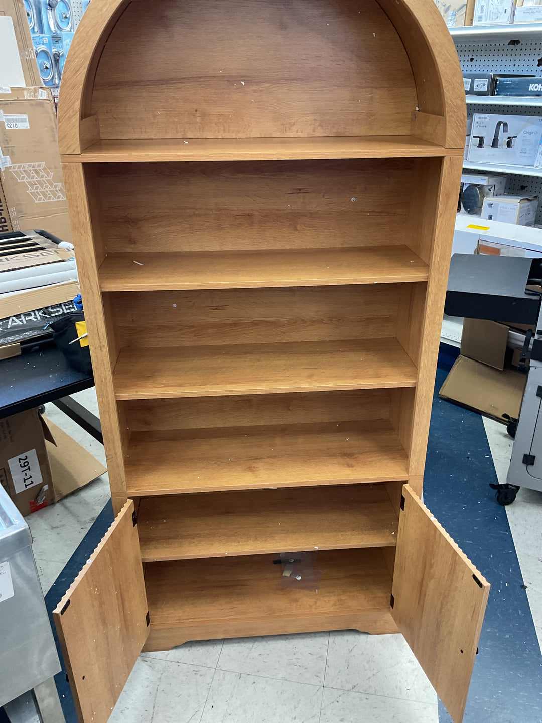 Natural tall archered bookcase