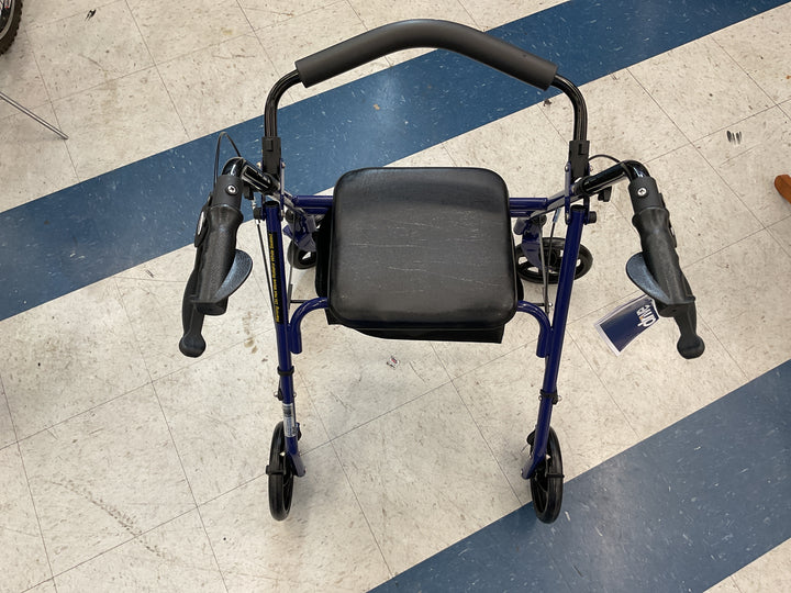 Drive Medical Rollator Walker with Seat - Stable Mobility Support - Height Adjustable - Durable Steel Frame Construction - Smooth 7.5" Wheels - Foldable - 350 Lb Limit - Blue Retail $53.99