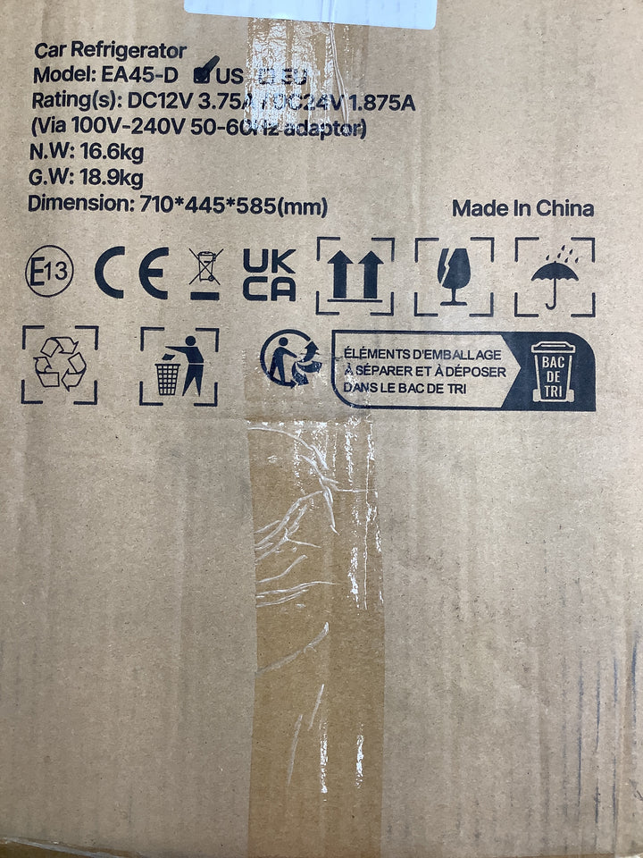 VEVOR 45L (48 Quart) Dual-Zone Portable Car Refrigerator (Model: EA45-D)