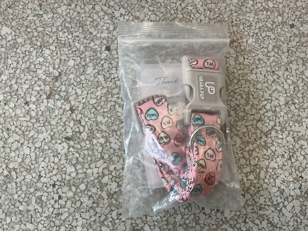 UP URARA PUP Valentineâ€™s Day Dog Collar, Pink Heart Dog Collar with Quick Release, Sweet Valentineâ€™s Day Gift Soft Cotton Collar Pet Girl Boy Dog Collar for Puppy Small Medium Dogs,Wedding Dog Collar