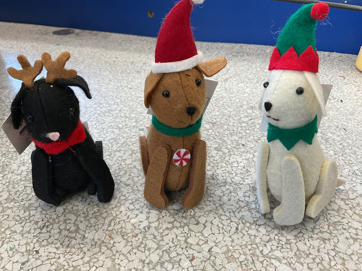 Christmas Dog Plush variety of brown, black, cream 4 for $1
