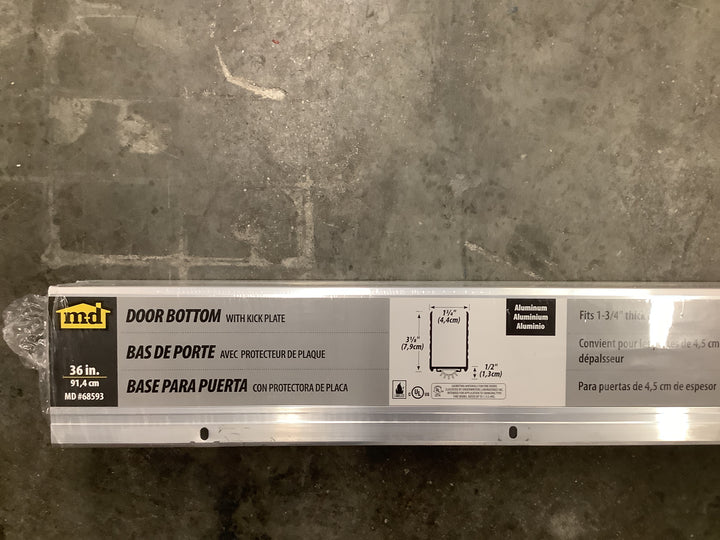 The M-D Aluminum U-Shape Screw-on Under Door Seal with Kick Plate