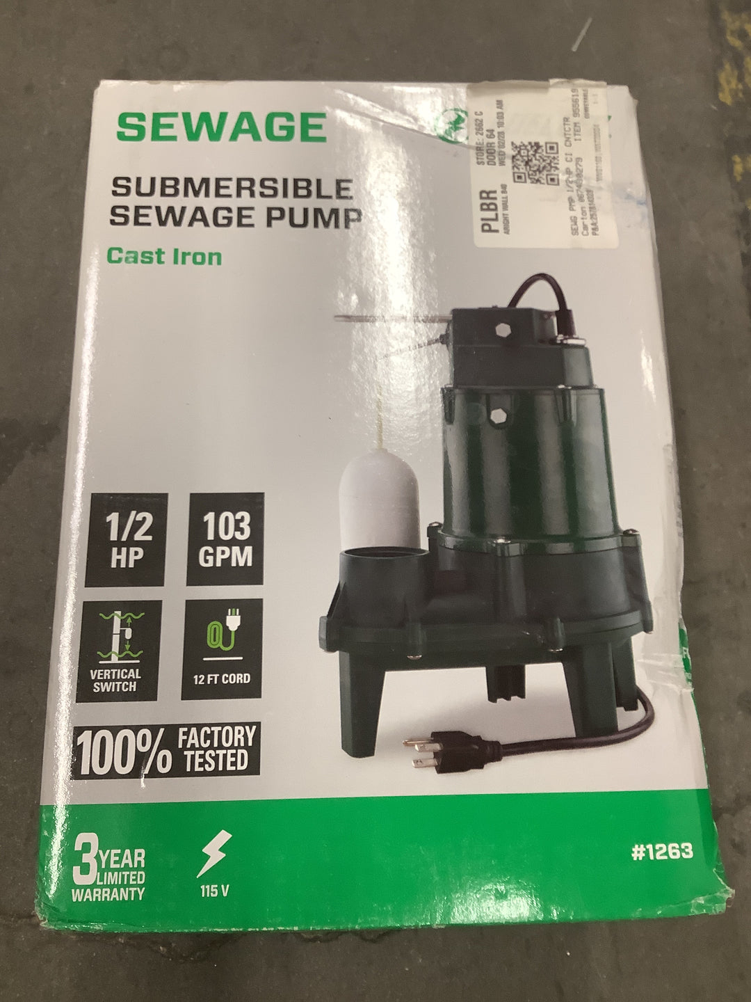 SEWG PMP 1/2HP CI CNTCTR