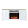 70 in. Farmhouse Wooden TV Stand with Electric Fireplace in White for TVs up to 70 in.