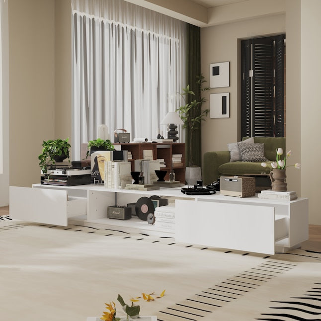 FUFU&GAGA Modern/Contemporary White 109.4-in W TV cabinet ( Accommodates TVs up to 85-in )