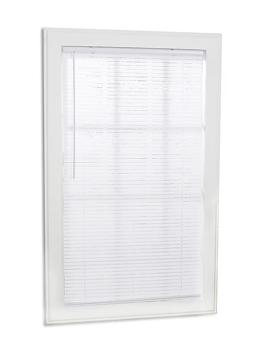 Room Darkening 1-in Slat Width 71-in x 64-in Cordless White Vinyl Room Darkening Mini-blinds