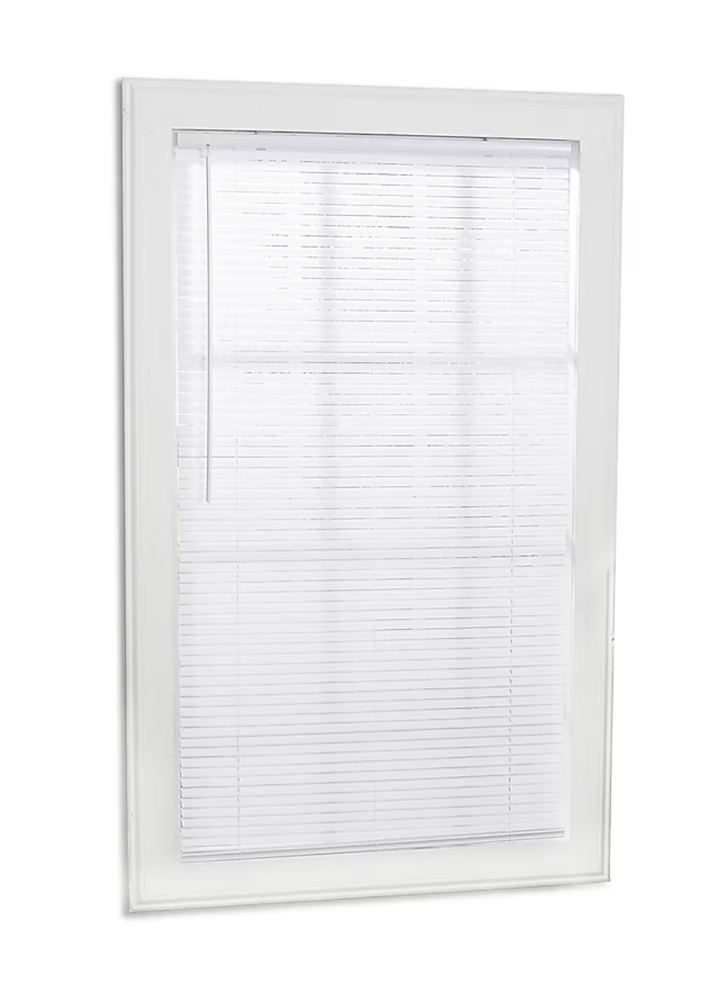 Room Darkening 1-in Slat Width 71-in x 64-in Cordless White Vinyl Room Darkening Mini-blinds
