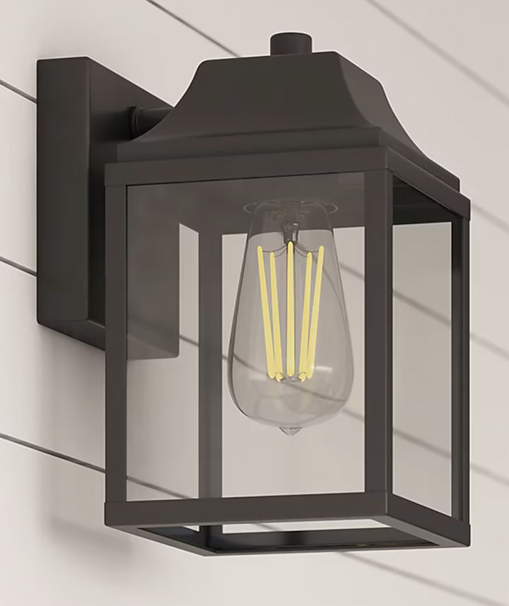 Project Source Woodward 1 -Light 9.5-in H Matte Black Hardwired Outdoor Wall Light