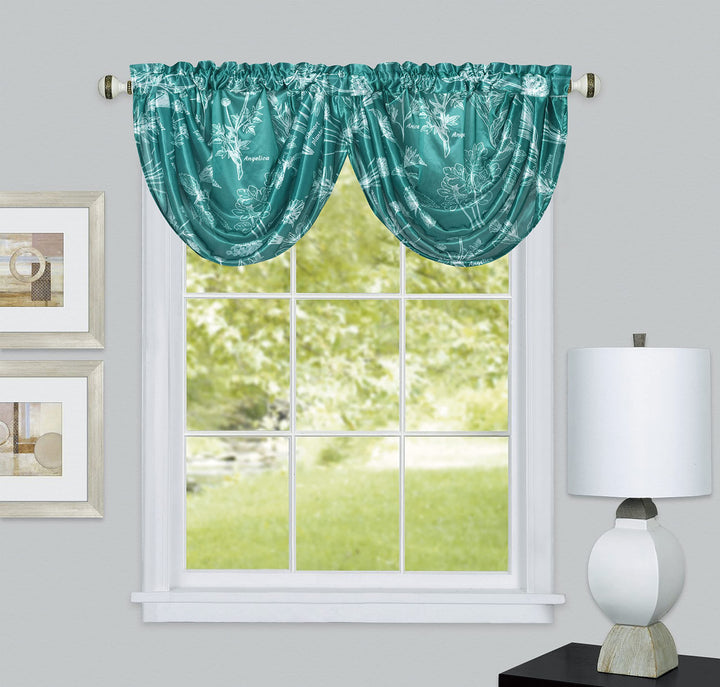 GOHD Vivian Grace Window Valance, 54 x 18, Farmhouse Elegant Taffeta Fabric with Beautiful Prints, Waterfall Valances for Windows, Purple