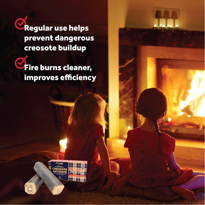 Rutland Creosote Antidoteâ„¢ - Triple Power Remover Fire Logs - USA-Made Fireplace Cleaner & Chimney Sweeping Log - Premium Creosote Remover 2-Pack, 2.5 lbs Each Firelog
