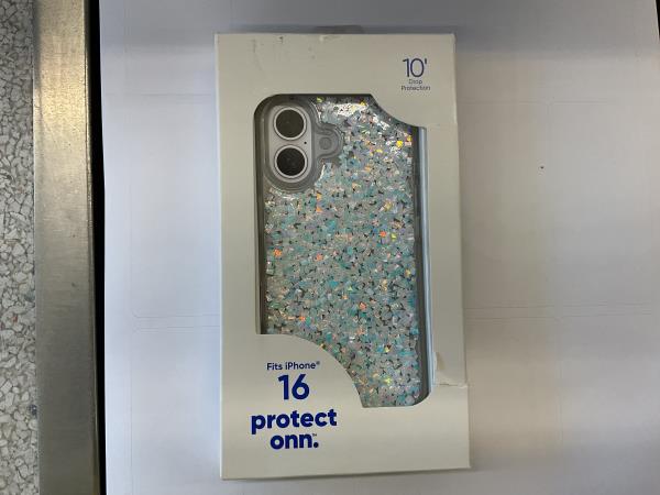 Onn. WIBIRI100149716 Shock Absorbent Phone Case for iPhone 16, Clear Iridescent Retail $12.98