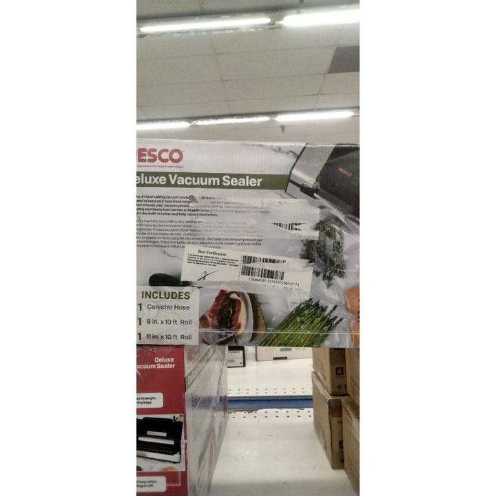 Nesco Deluxe Food VS-12 Vacuum Sealer, 130 Watts, Kit Bags & Viewing Lid, Compact, Silver