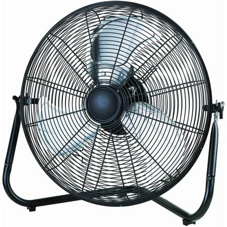 Mainstays 20  3-Speed High Velocity Tiltable Black Steel Floor Fan