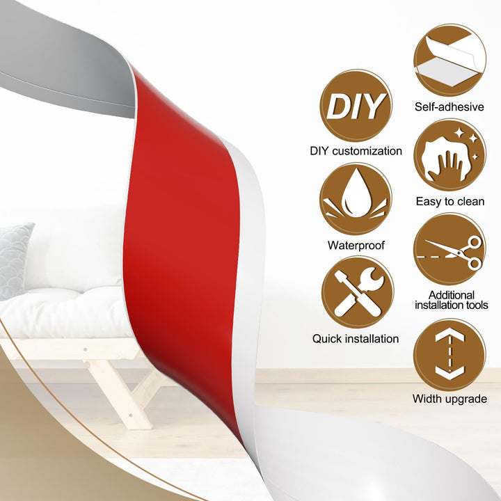 Fuairmee Vinyl Baseboard Molding - 5 Inch(W) x 20 Feet(L) Peel and Stick Rubber Wall Trim Molding, Self-Adhesive Vinyl Wall Base Cove Base Crease Design for Covering The Corner Crevices (White)