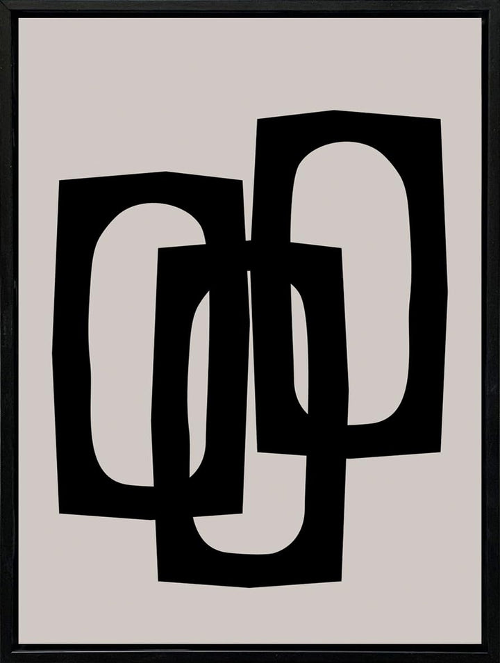 Black Beige Abstract Rings Wall Art Bathroom Wall Decor Painting Modern Abstract Canvas Picture Artwork Restroom Decoration Framed Print for Living Room Bedroom Office