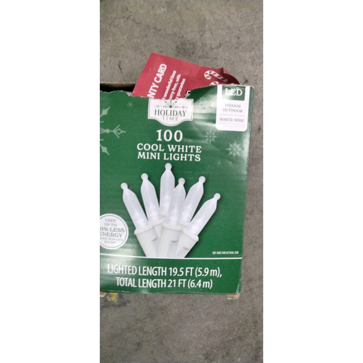 Holiday Time 100 Cool White Mini Lights - LED, Indoor/Outdoor, White Wire Retail $10.00