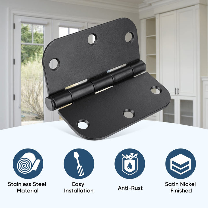 TICONN 18-Pack 3.5 Inch Door Hinges with Removable Pin, 3-1/2 x 3-1/2 Inch Iron Bifold Residential Doors Hardware (Square Corner, Polished Brass, 18 Pack)
