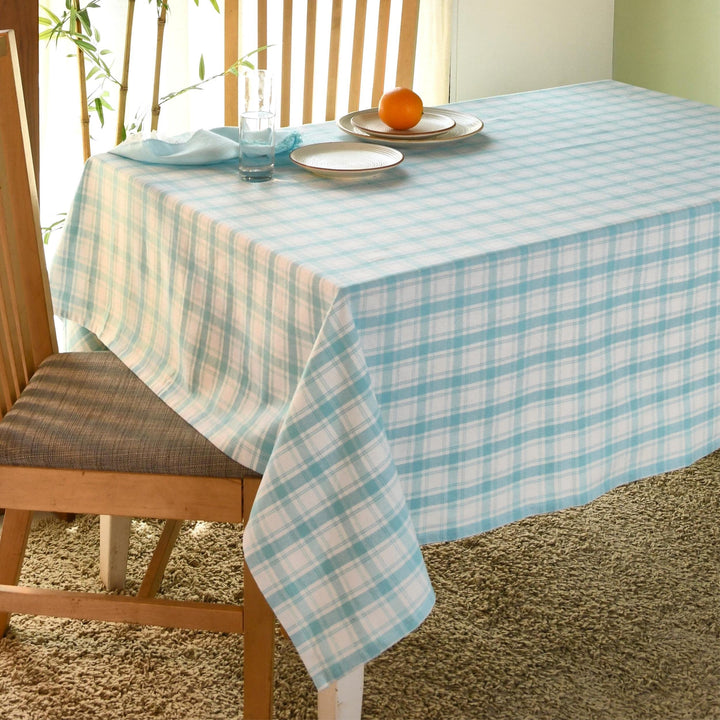 Folkulture Table Cloth 60" x 72", 100% Cotton Rectangular Tablecloth for Home Decor, Blue Farmhouse Tablecloth or Modern Outdoor Table Cover for Kitchen Decor (Aqua Plaid)
