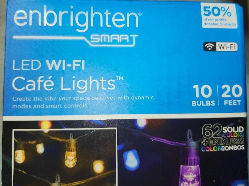 NEW Enbrighten 10 Bulb LED Wi-Fi Color Changing Outdoor Cafe String Lights Black