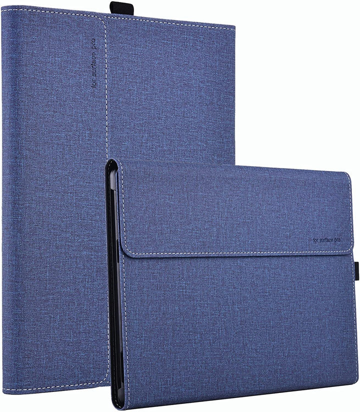 forubar case for Microsoft Surface Pro 10 for Business (2024 Release), Folding Sleeve Cover Accessories PU Leather Shell Protectiv Case, Compatible with Type Cover Keyboard, (Dark Blue)