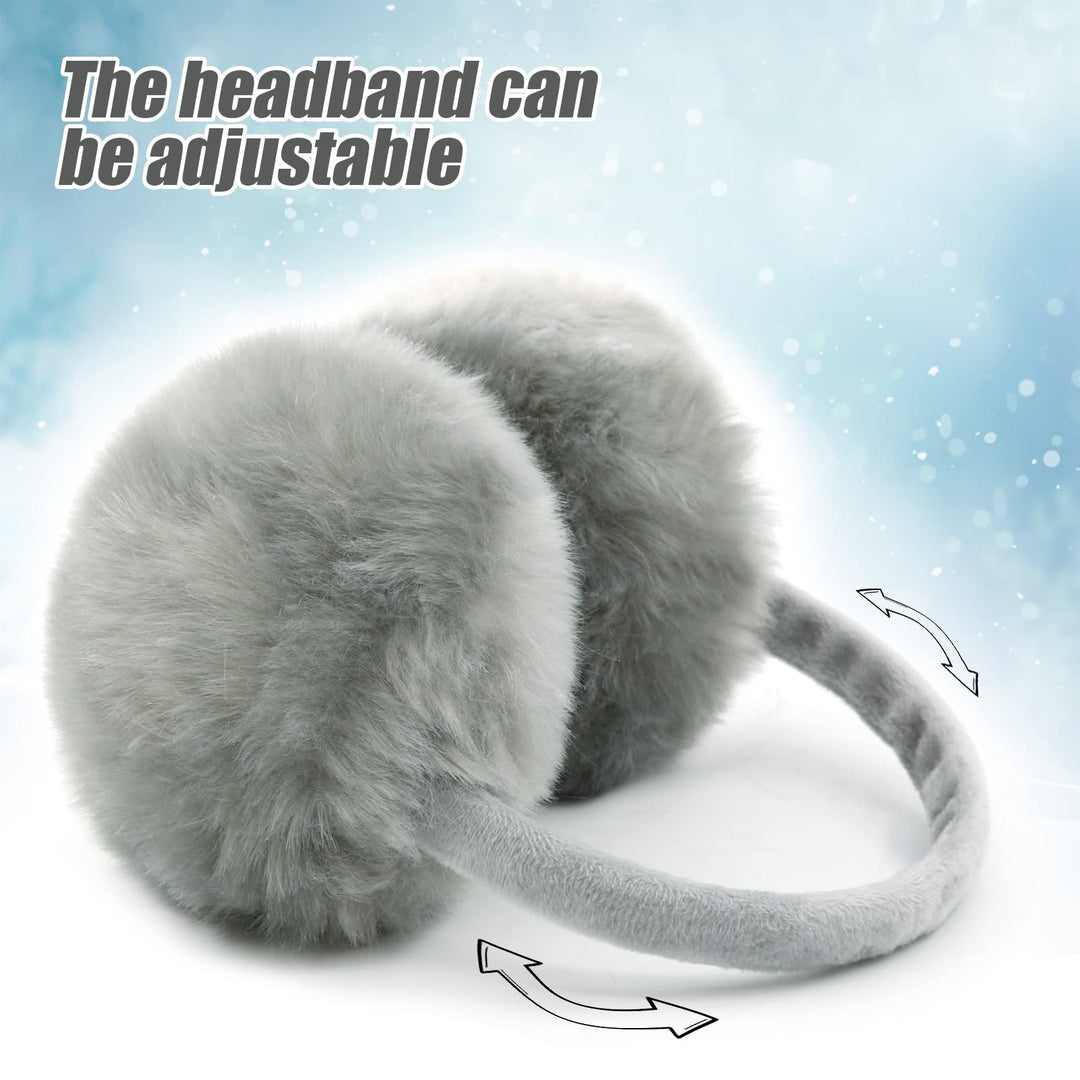 FSTEOE Winter Ear Muffs Women Warm Earmuff Girls Ear Warmers Soft Plush Outdoor Adjustable Ear Cover (Grey) Retail $18.00