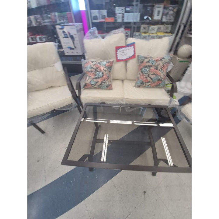 Unbranded Patio Set - Loveseat, Chair, Coffee Table - Outdoor Furniture, Brown Frame