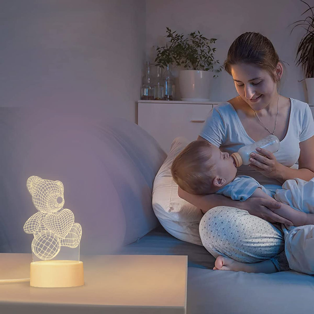 CUICANSHANG LoveBear TeddyBear Illusion Lamp Night Light for Kids LED Table Lamp Night Lamp Bedroom Decoration Holiday Presents Birthday Gifts for Children Boys Girls