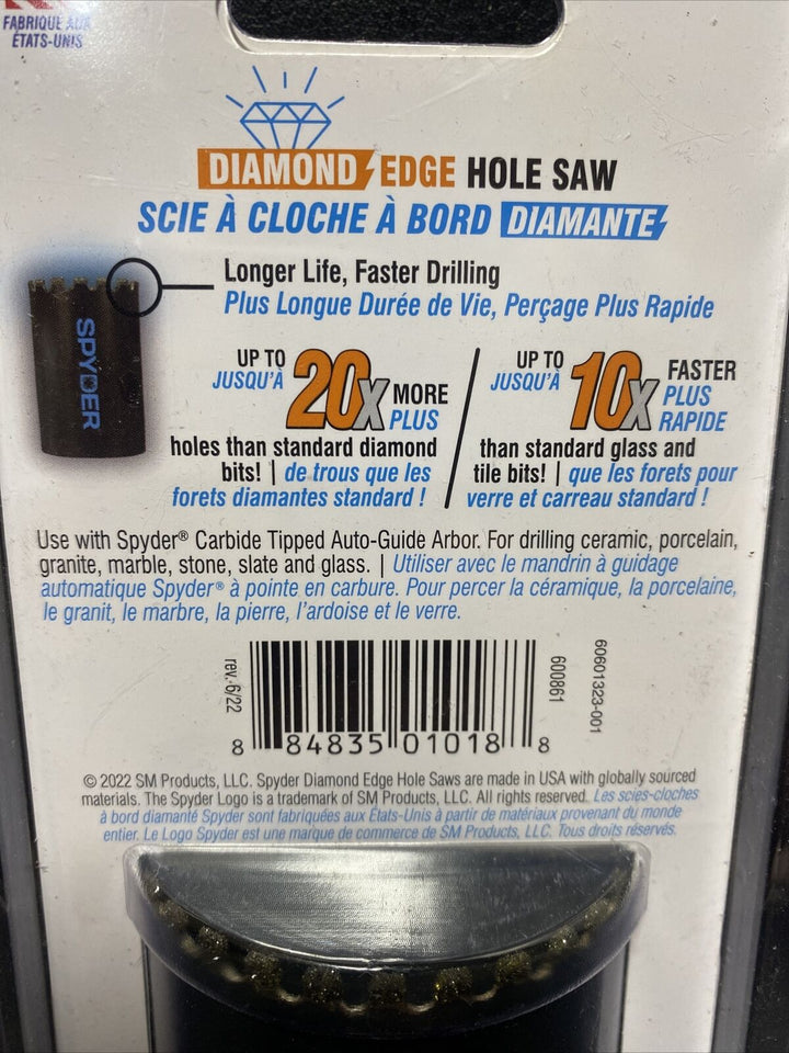 Spyder 2-1/2" Diamond Edge Non-Arbored Hole Saw 600861