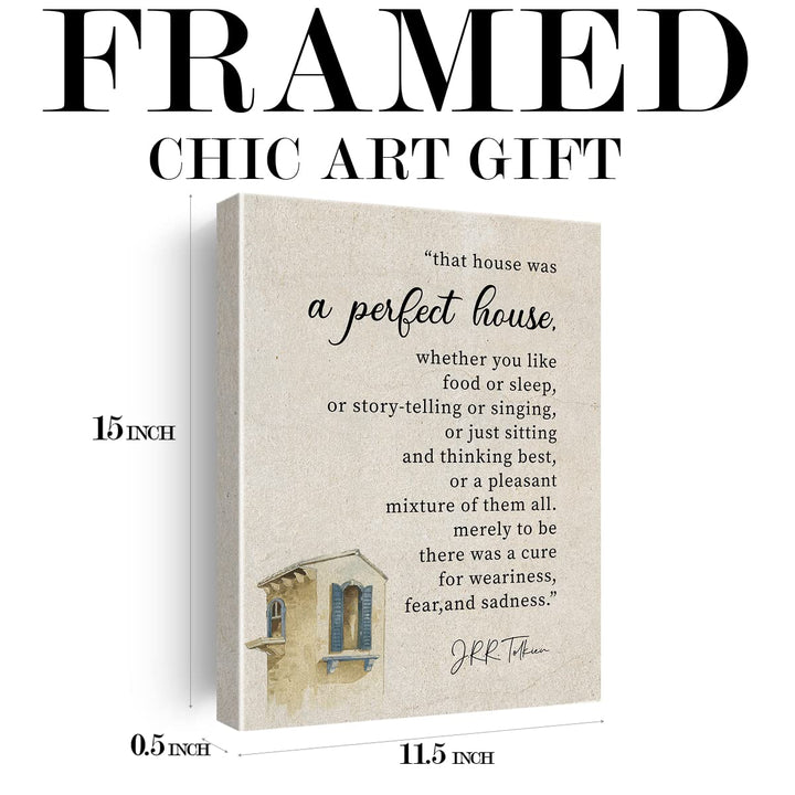 Inspirational Quote Canvas Wall Art Decor That was a Perfect House Poster Painting Framed Vintage Literature Print Signs Picture for Home Room Decor 12 X 15 inch