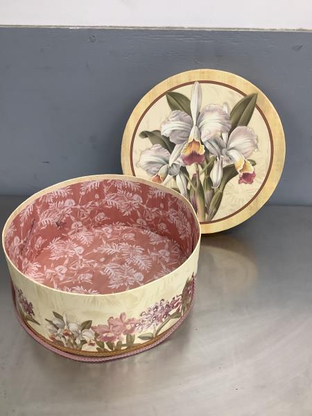 Tina Higgins Floral Orchid Round Keepsake Box Retail $5.99