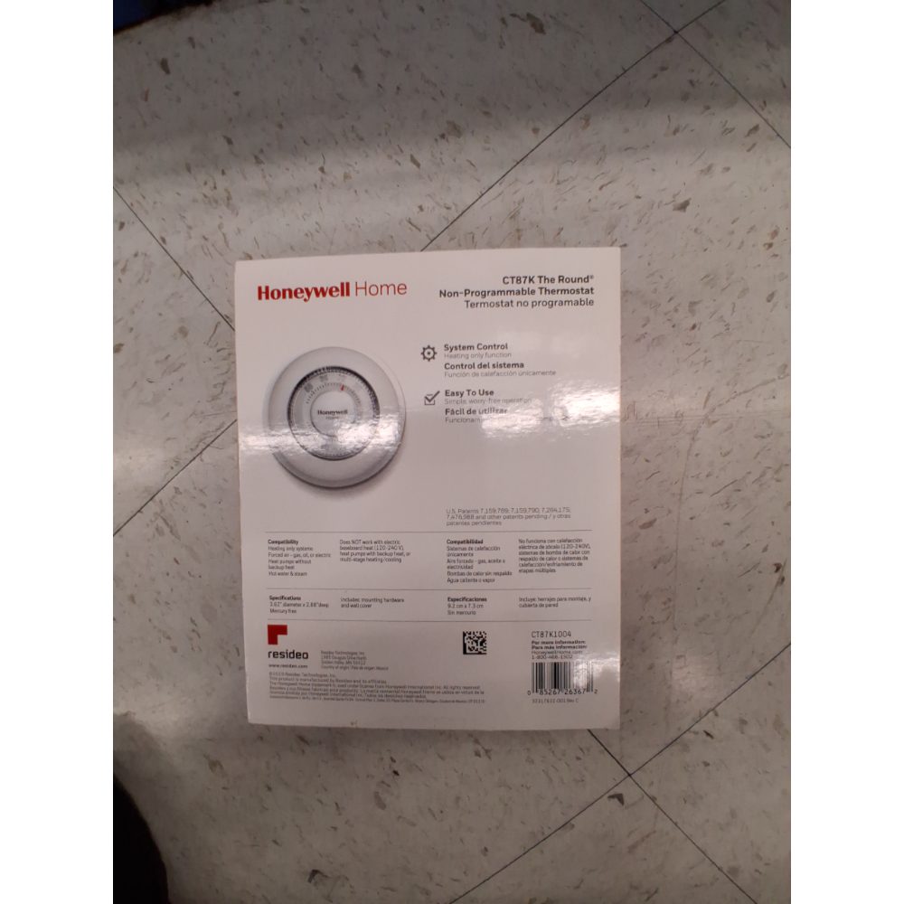 Honeywell Home CT87K1004 The Round Heat Only Manual Thermostat,Large,White,Large