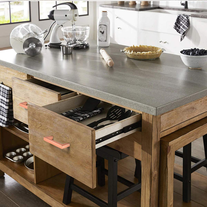 Fashion Furniture Direct 10 Pack Copper Kitchen Cabinet Pulls Stainless Steel,3 inch Hole Centers Stain Copper Dresser Pulls,Rose Gold Pulls for Kitchen Cabinets