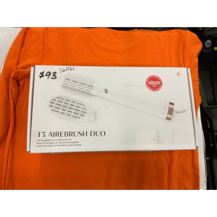 T3 AireBrush Duo Interchangeable Hot Air Blow Dry Brush with Two Attachments Includes 15 Heat and Speed Combinations, T3 IonFlow Technology, Volume Booster Switch, Lock-in Cool Shot