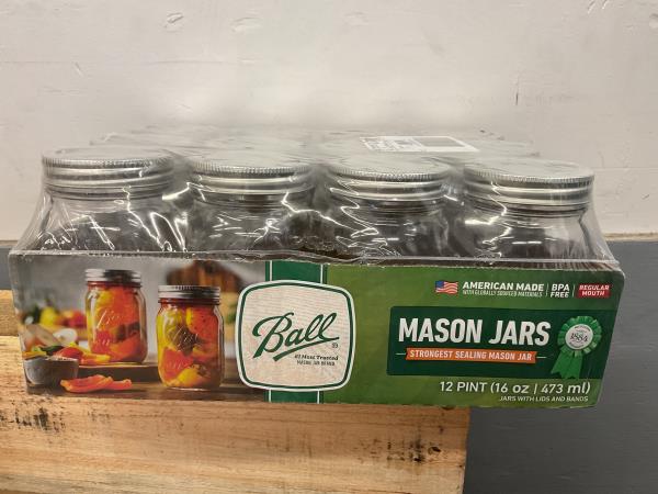 Ball Pint Jar, Regular Mouth, Set of 12, (16 oz) Retail $13.44