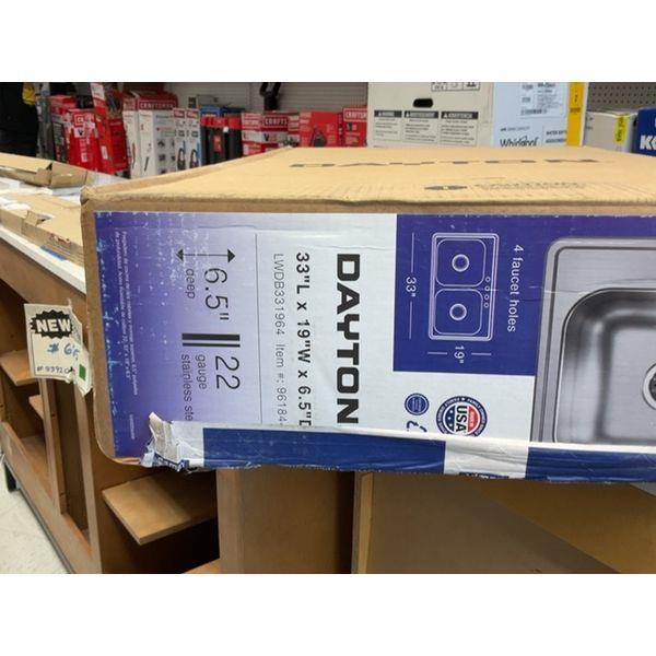 Dayton Sink - 33" x 19" Stainless Steel, 4 Faucet Holes, LWDB331964 Retail $220.00