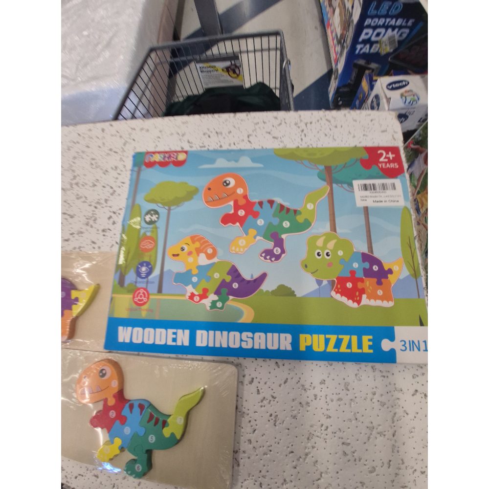 Mighty Max Wooden Dinosaur Puzzle - 3 in 1, Educational Toy