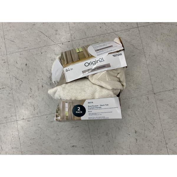 Origin21 Raya Rod Pocket/Back Tab Curtain Panels - Room Darkening, Bone, 84 in Retail $30.00