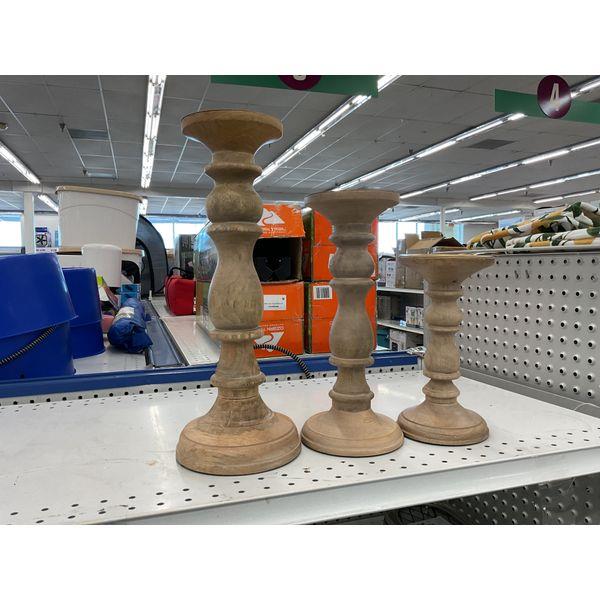 Null, Wooden Candle Holders, Set of 3 - Varying Heights, Rustic Style, Home Decor Retail $35.00