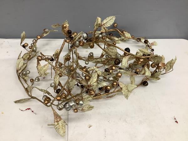 2 piece Vintage Floral Berry Garland - Gold, Silver, Copper Accents Retail $9.99