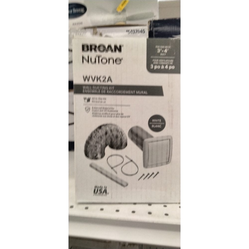 Broan-NuTone WVK2A Flexible Wall Ducting Kit for Ventilation Fans, Exhaust Fan 9-Piece Duct Kit, 4-Inch