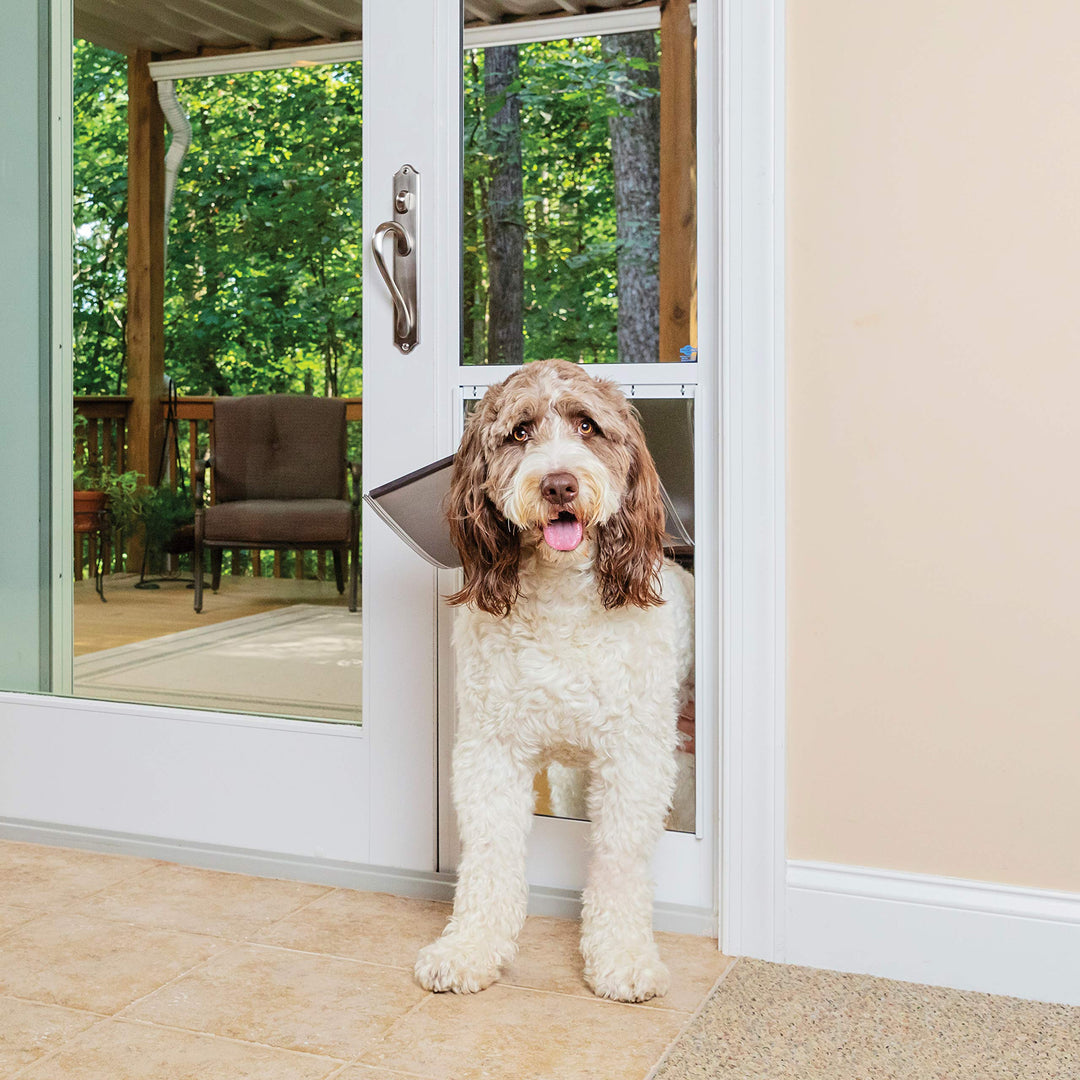 PetSafe Sliding Glass Pet Door - No-Cut DIY Install Doggy Door for Renters - Aluminum Frame - Adjustable Height 75 7/8" to 81" - Ideal for Extra Large Dogs Up to 220 lb - White